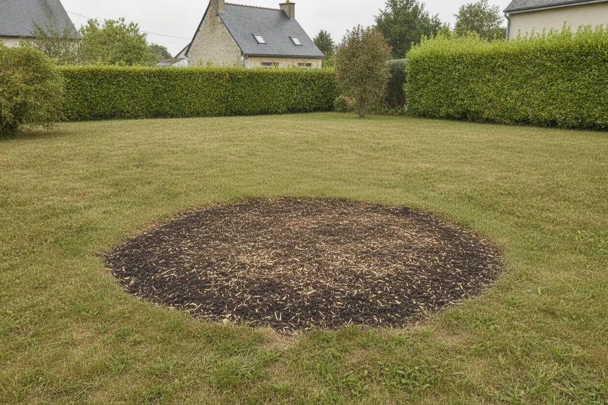 Sol remis à niveau après rognage complet de la souche, prêt à replanter
