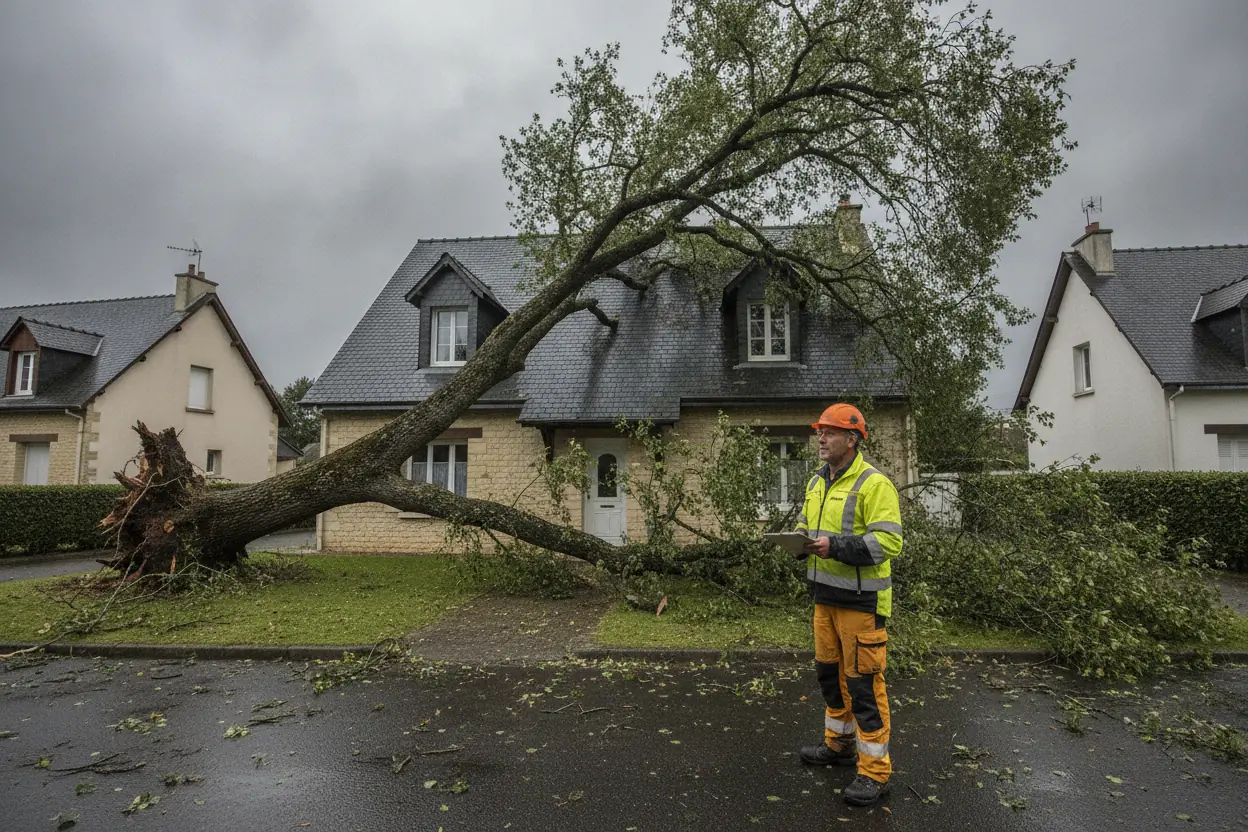 Intervention d'urgence élagage après tempête arbre tombé Angers 49